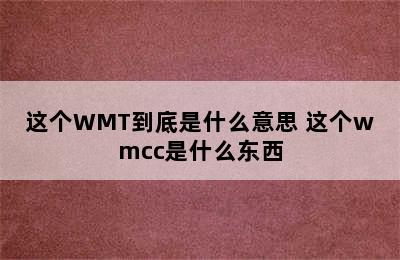 这个WMT到底是什么意思 这个wmcc是什么东西